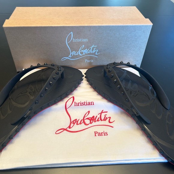 Christian Louboutin Black and Red Spiked Sandals
